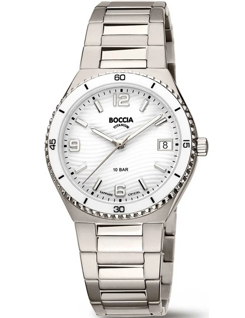 Boccia Ceramic 3367-01 Damen Armbanduhr • Saphirglas • Titan mit Keramik-Lünette