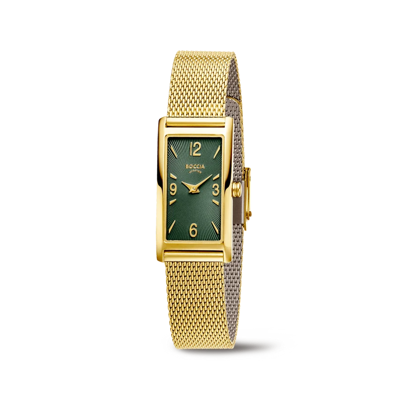 Boccia Titanium 3366-02 Damen Armbanduhr • Reintitan teil-goldplattiert • Lederband