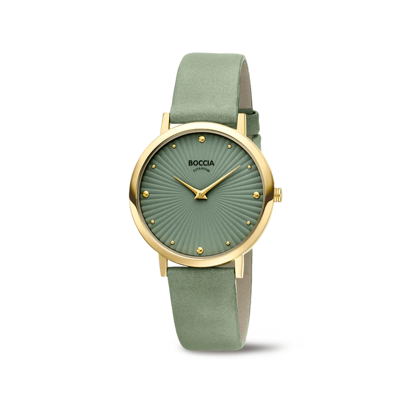 Boccia Trend 3365-04 Damen Armbanduhr • Reintitan goldplattiert • Lederband