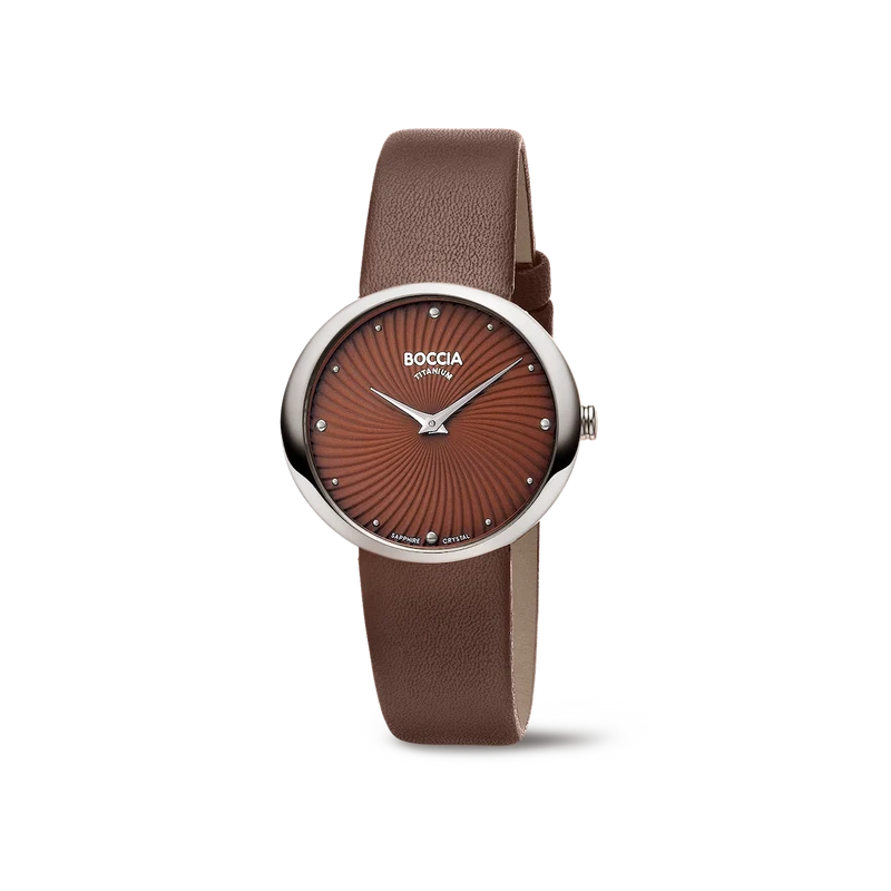 Boccia Trend 3364-05 Damen-Armbanduhr • Titan mit Saphirglas • Lederband Braun