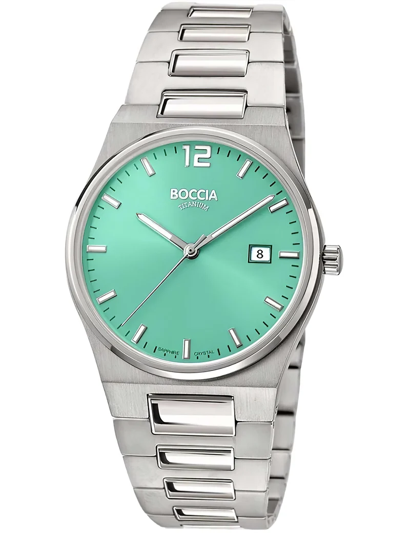 Boccia 3357-02 Damen Armbanduhr • Titan mit Saphirglas • Grünes Zifferblatt