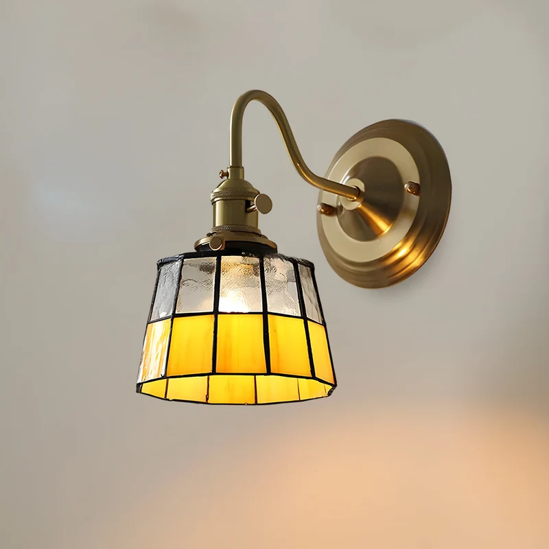 Wandlamp Trappenhuis Glas in Lood Koper E27 Diameter 13-16 cm Tiffany Stijl Hal Overloop | Sansoti