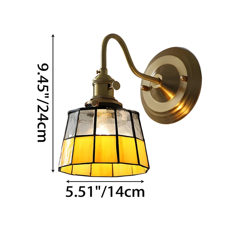 Wandlamp Trappenhuis Glas in Lood Koper E27 Diameter 13-16 cm Tiffany Stijl Hal Overloop | Sansoti