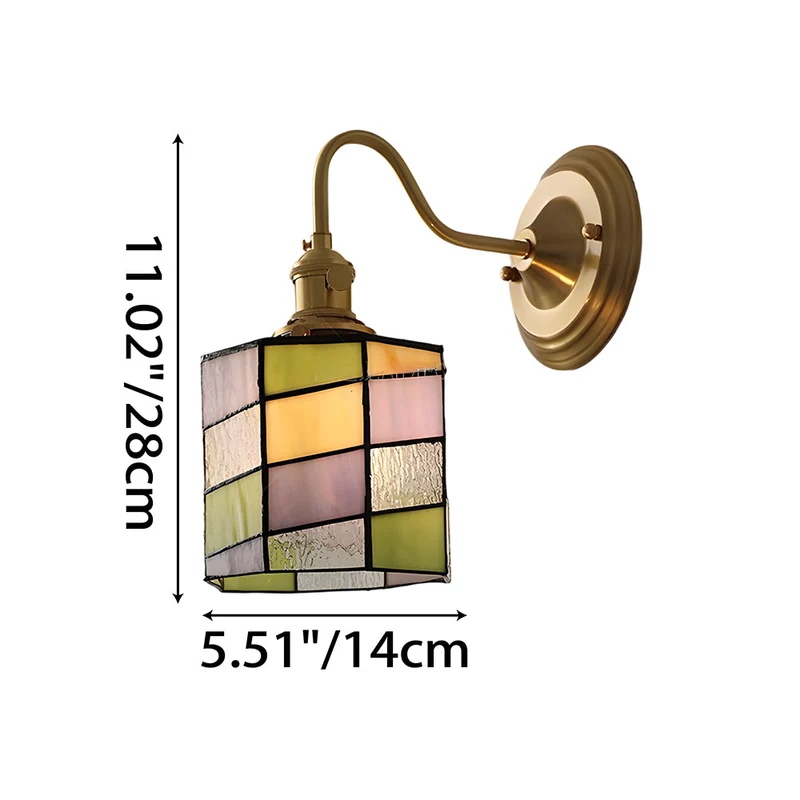 Wandlamp Trappenhuis Glas in Lood Koper E27 Diameter 13-16 cm Tiffany Stijl Hal Overloop | Sansoti