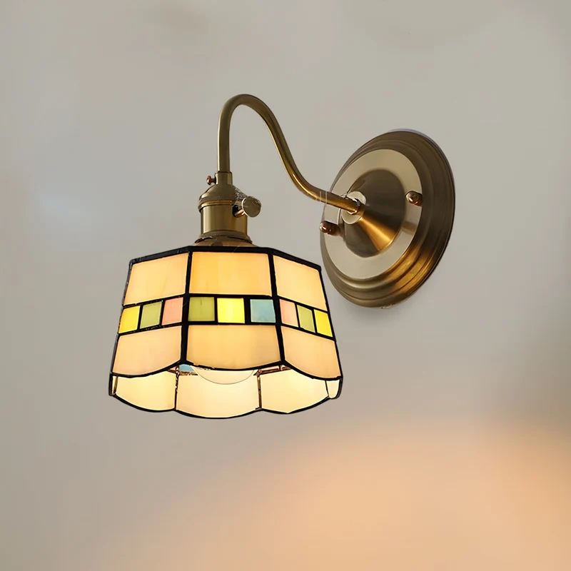 Wandlamp Trappenhuis Glas in Lood Koper E27 Diameter 13-16 cm Tiffany Stijl Hal Overloop | Sansoti