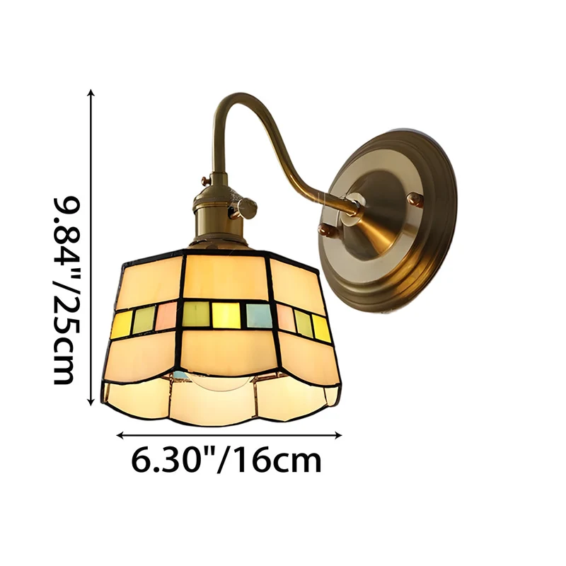 Wandlamp Trappenhuis Glas in Lood Koper E27 Diameter 13-16 cm Tiffany Stijl Hal Overloop | Sansoti
