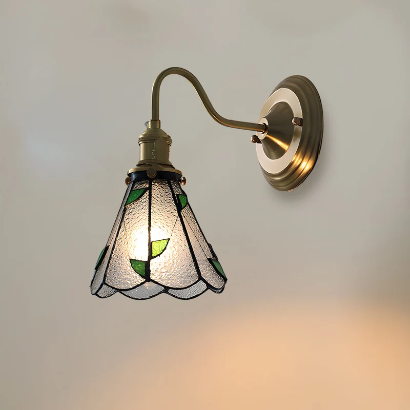 Wandlamp Trappenhuis Glas in Lood Koper E27 Diameter 13-16 cm Tiffany Stijl Hal Overloop | Sansoti