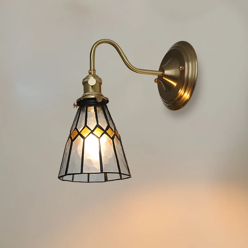 Wandlamp Trappenhuis Glas in Lood Koper E27 Diameter 13-16 cm Tiffany Stijl Hal Overloop | Sansoti