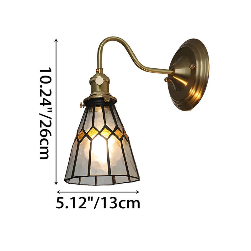 Wandlamp Trappenhuis Glas in Lood Koper E27 Diameter 13-16 cm Tiffany Stijl Hal Overloop | Sansoti