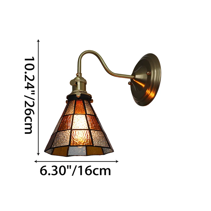 Wandlamp Trappenhuis Glas in Lood Koper E27 Diameter 13-16 cm Tiffany Stijl Hal Overloop | Sansoti