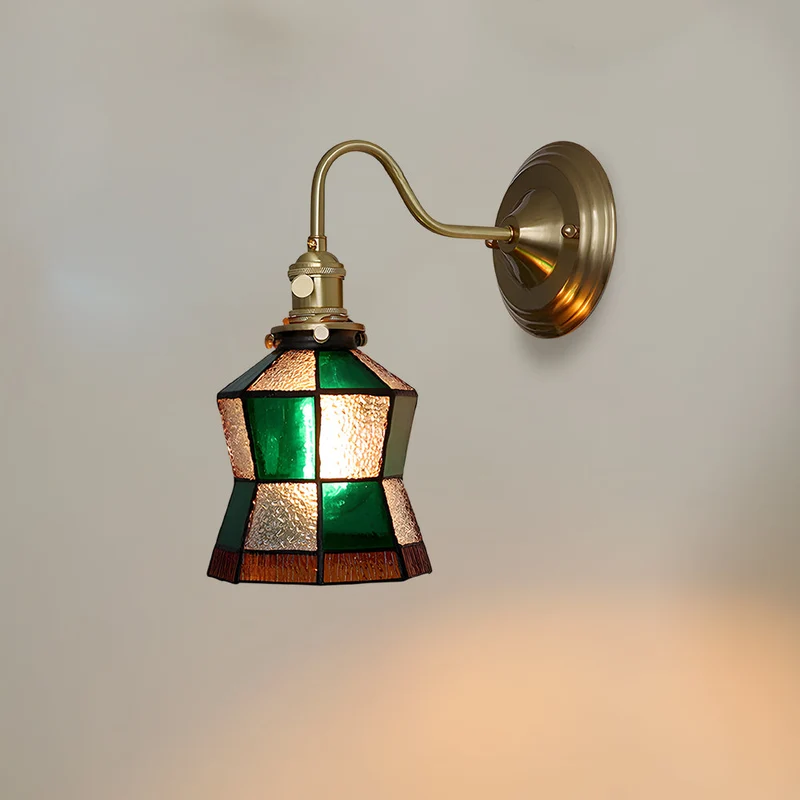 Wandlamp Trappenhuis Glas in Lood Koper E27 Diameter 13-16 cm Tiffany Stijl Hal Overloop | Sansoti