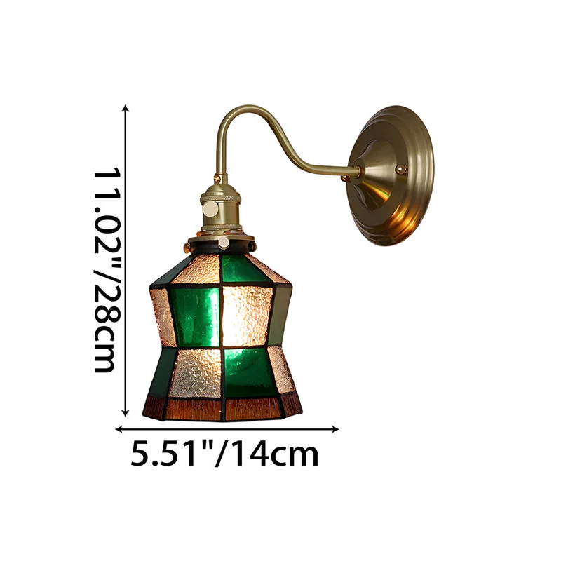 Wandlamp Trappenhuis Glas in Lood Koper E27 Diameter 13-16 cm Tiffany Stijl Hal Overloop | Sansoti