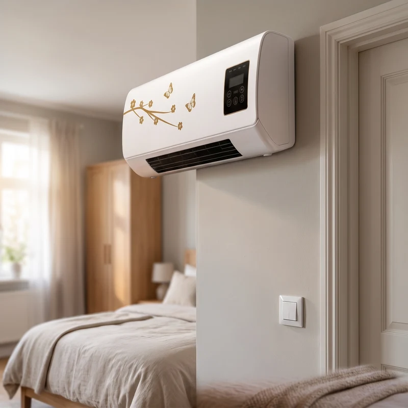 Elektrische Wandverwarming Logeerkamer 2-in-1 met Koeling Wandmontage Goud Bloemmotief Stil | Sansoti