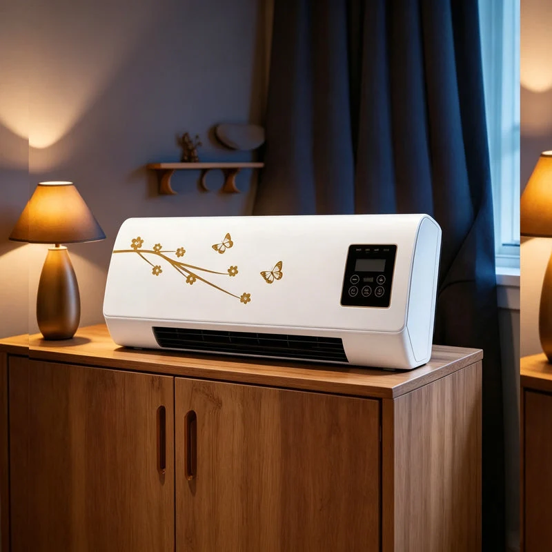 Elektrische Wandverwarming Logeerkamer 2-in-1 met Koeling Wandmontage Goud Bloemmotief Stil | Sansoti