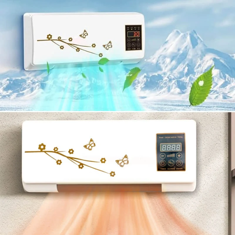 Elektrische Wandverwarming Logeerkamer 2-in-1 met Koeling Wandmontage Goud Bloemmotief Stil | Sansoti