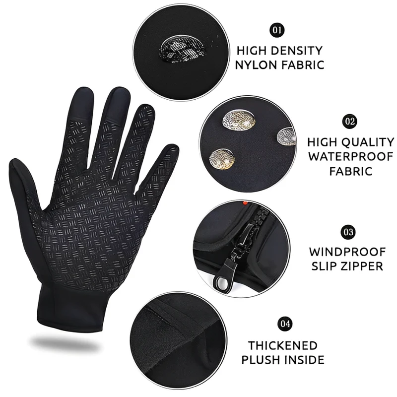 Verwarmde Handschoenen met 3 Warmtestanden Touchscreen Functie Waterdicht Winter Fietshandschoenen Unisex | Sansoti