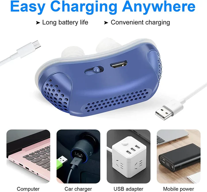 Compact Neusapparaat Luchtstroom Comfortabel Rustgevend Slapen Reizen Fluistertil USB Oplaadbaar Draagbaar | Sansoti