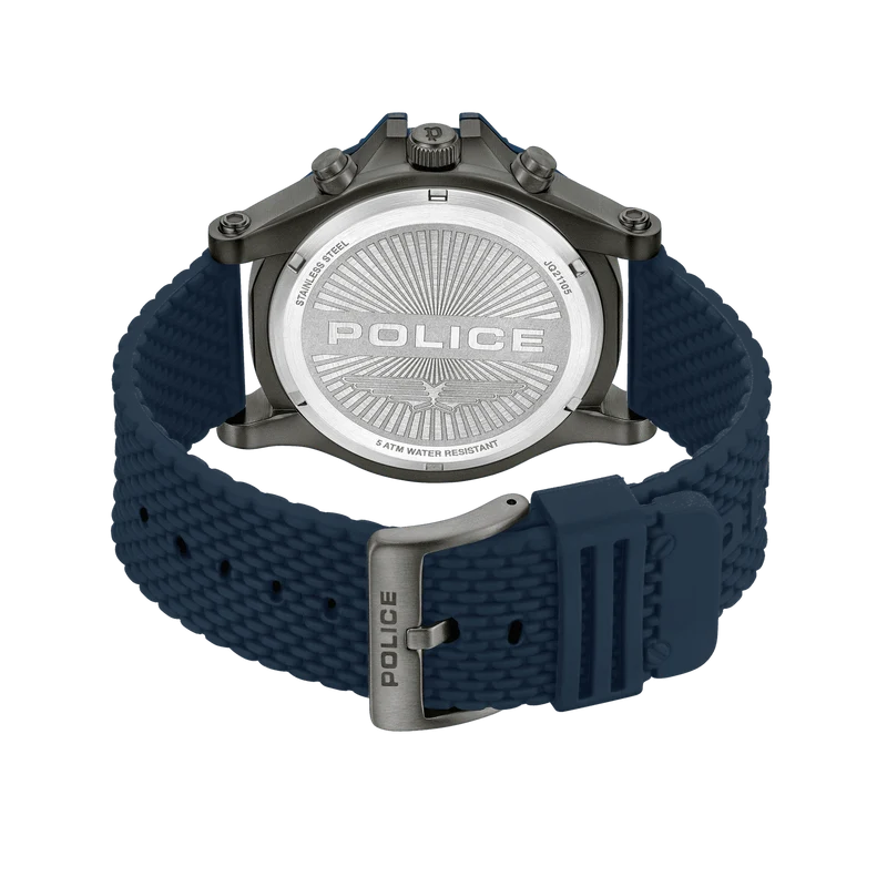 Police Surigao PEWJQ2110503 Herrenuhr Blau • Multifunktion mit Datum & Wochentag • Blaue IP-Lünette im Industriedesign