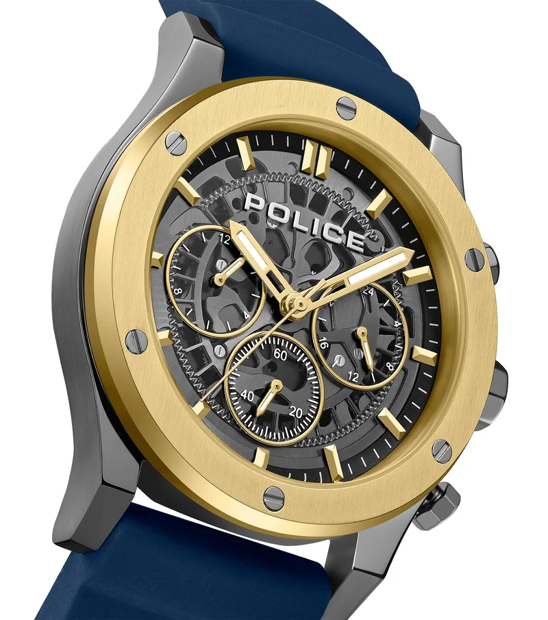 Police Knotty PEWJQ0006406M Herrenuhr Blau • Quarz-Chronograph • Industrielles Design