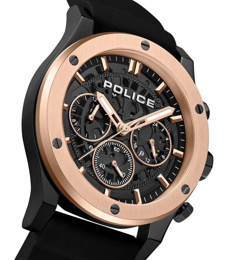 Police Knotty PEWJQ0006405M Herrenuhr Schwarz • Multifunktionswerk • Industrielles Design