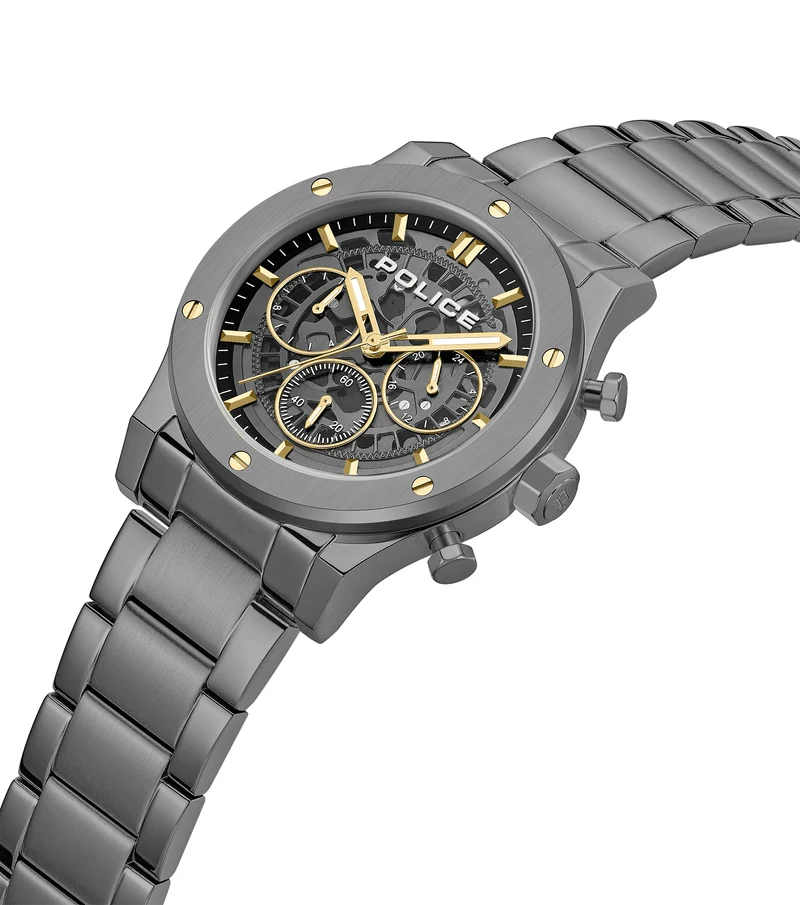 Police Knotty PEWJK0006407M Herrenuhr Silber • Multifunktionsanzeige • Gold-IP-Beschichtung