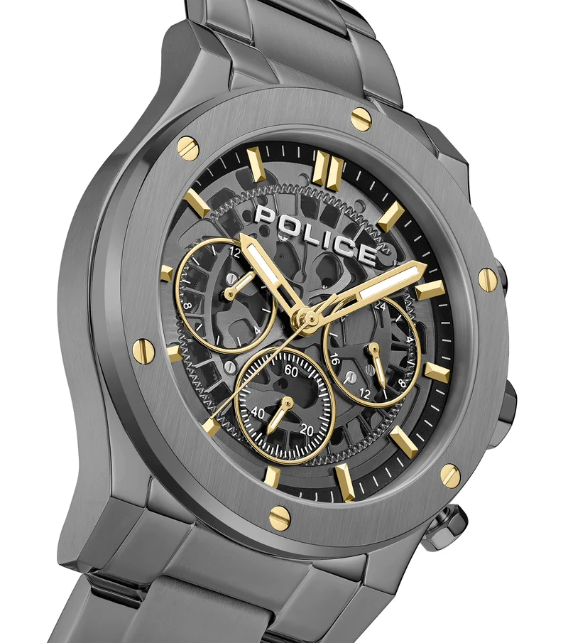 Police Knotty PEWJK0006407M Herrenuhr Silber • Multifunktionsanzeige • Gold-IP-Beschichtung