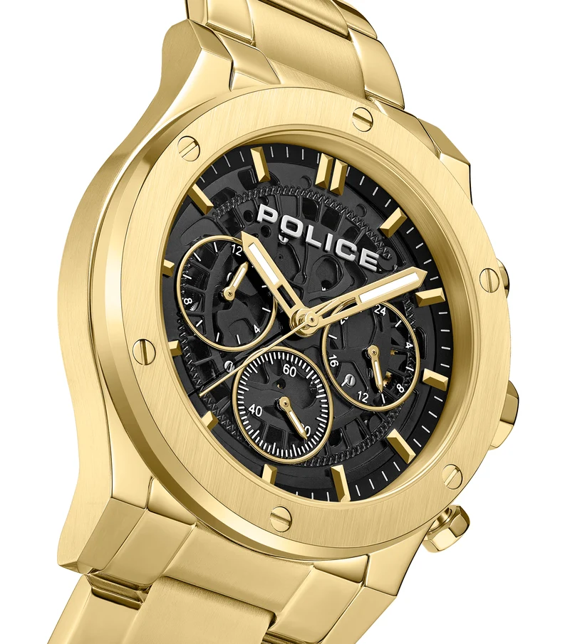 Police Knotty PEWJK0006404M Herrenuhr Schwarz • Chronograph • Roségold-Lünette