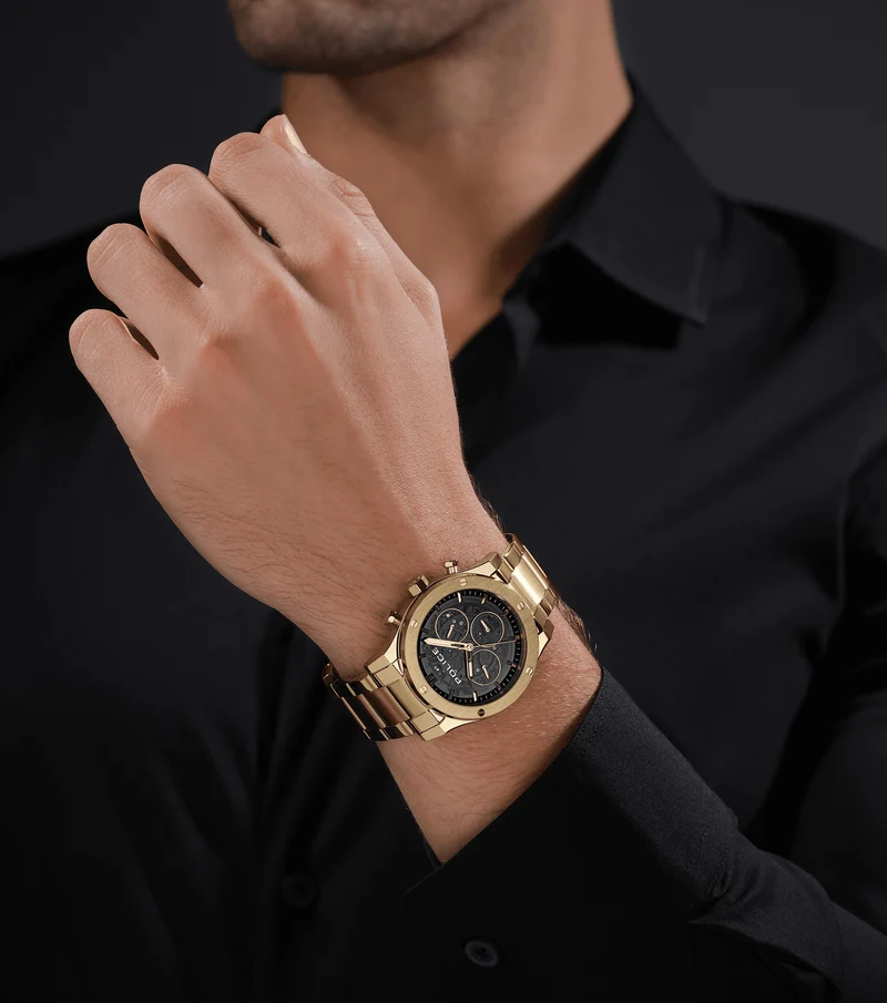 Police Knotty PEWJK0006404M Herrenuhr Schwarz • Chronograph • Roségold-Lünette