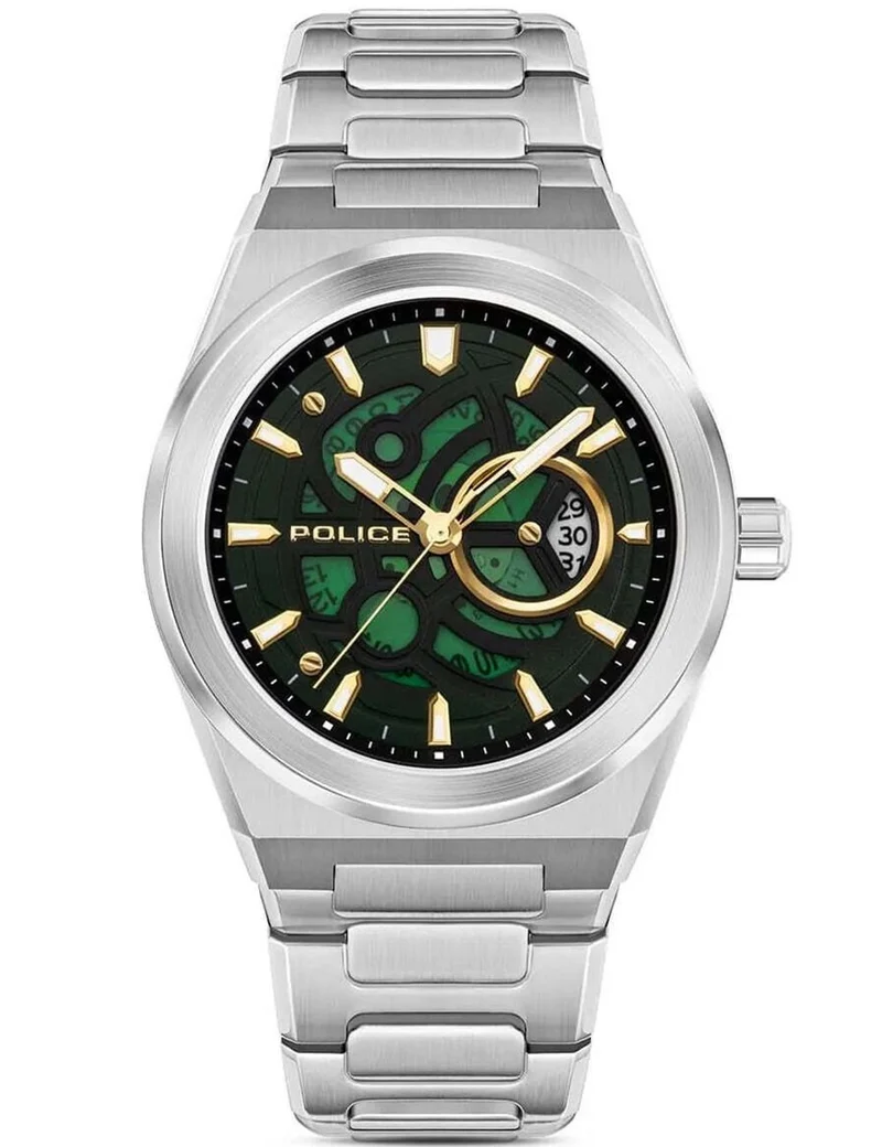 Police Ofset PEWJH2228009 Herren • Grünes Malachit-Zifferblatt • Edelstahl-Armband
