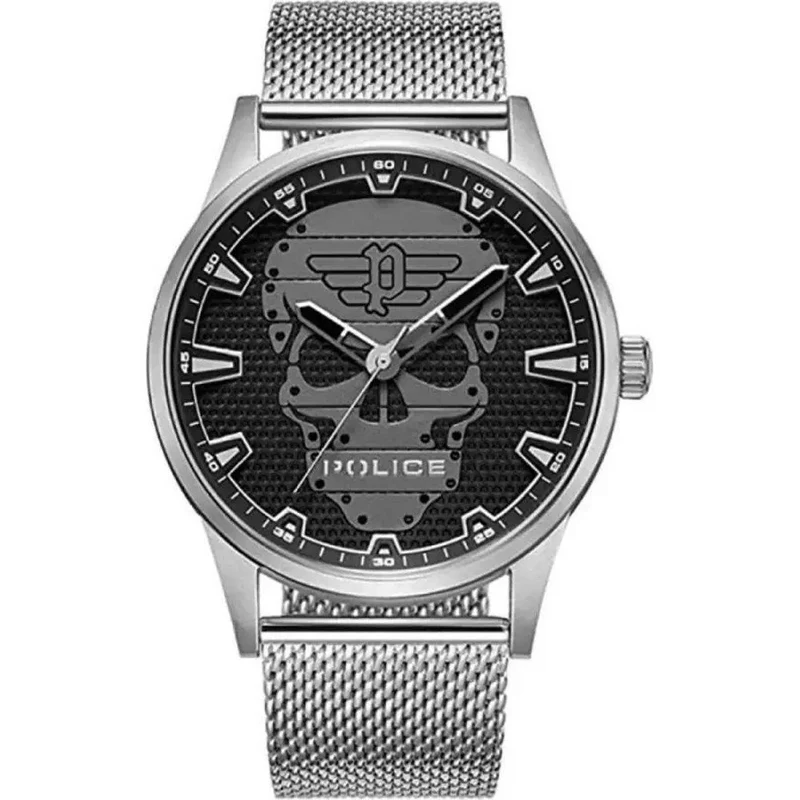 Police Rissington PEWJG2227902 Herrenuhr Silber • Milanaise-Armband • Mineralglas