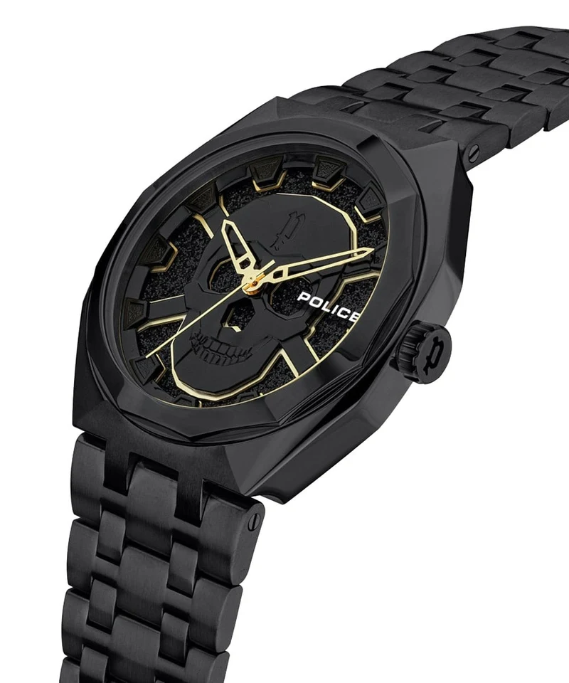 Police Kediri PEWJG2110701 Herrenuhr Schwarz • Totenkopf-Design • Mineralglas
