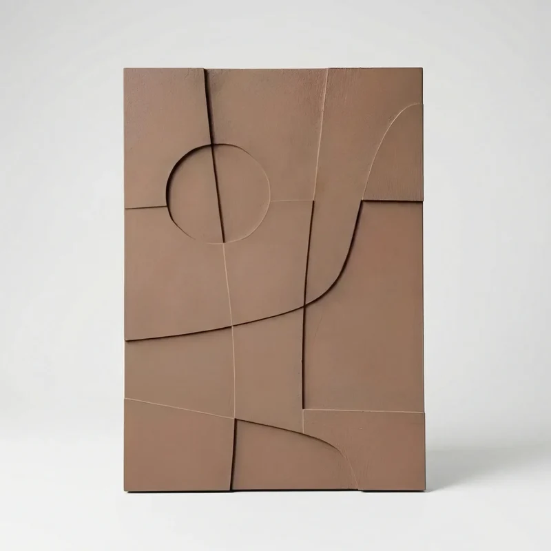 Abstracte Wanddecoratie met Geometrische Lijnen en 3D-Effect voor Woonkamer Slaapkamer in Natuurtinten | Sansoti