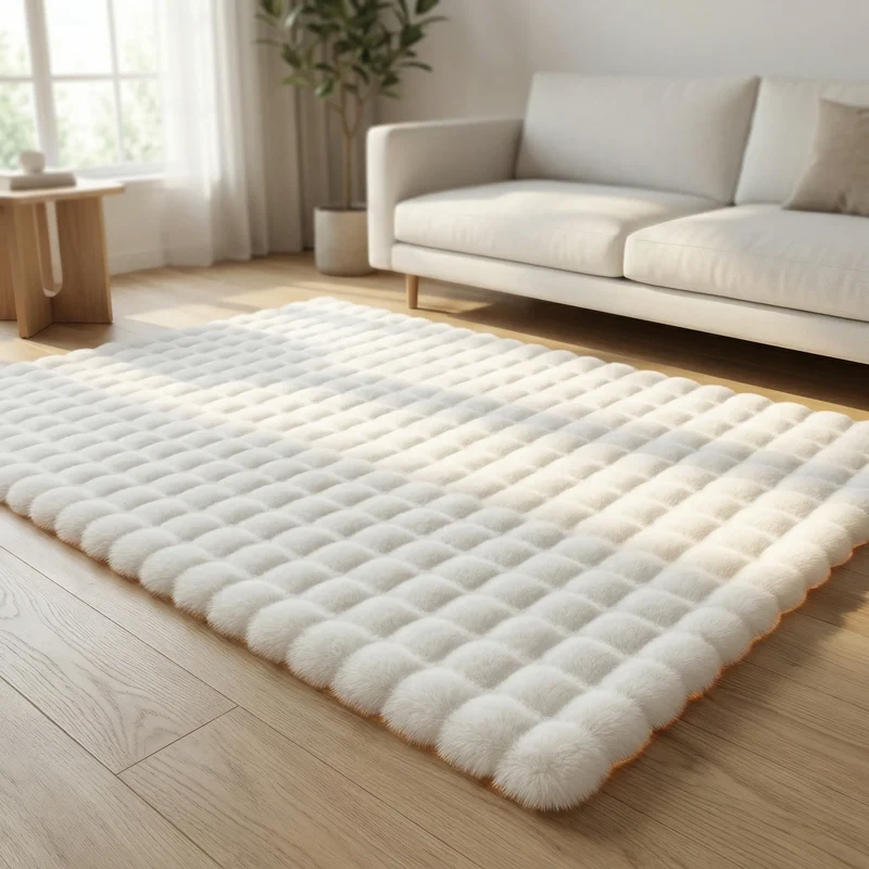 Hoogpolig Vloerkleed met Wolkenpatroon Geïntegreerd Schuim Antislip Onderlaag voor Woonkamer Slaapkamer Modern | Sansoti