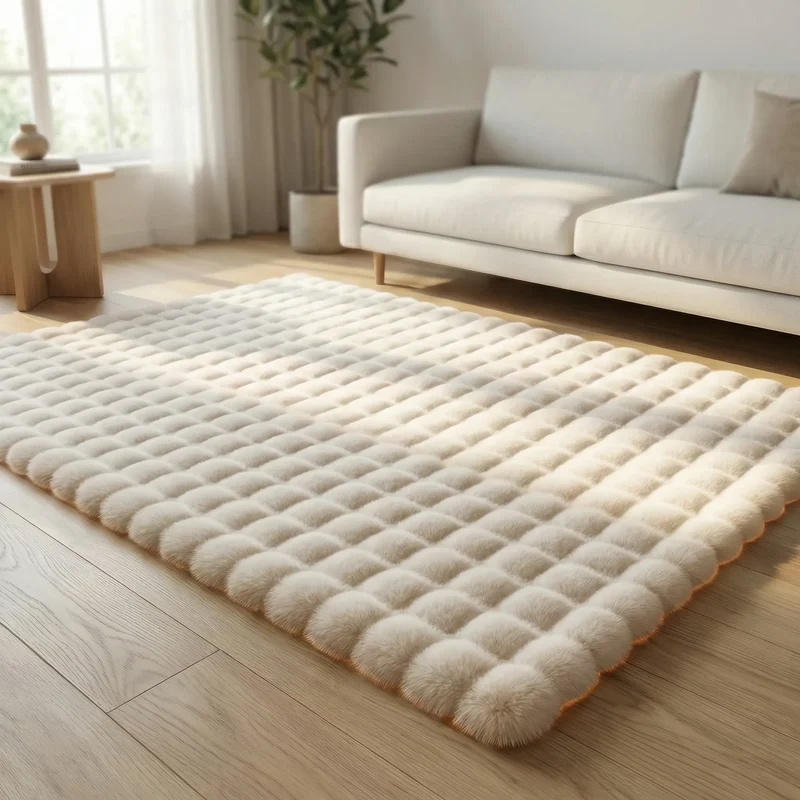 Hoogpolig Vloerkleed met Wolkenpatroon Geïntegreerd Schuim Antislip Onderlaag voor Woonkamer Slaapkamer Modern | Sansoti