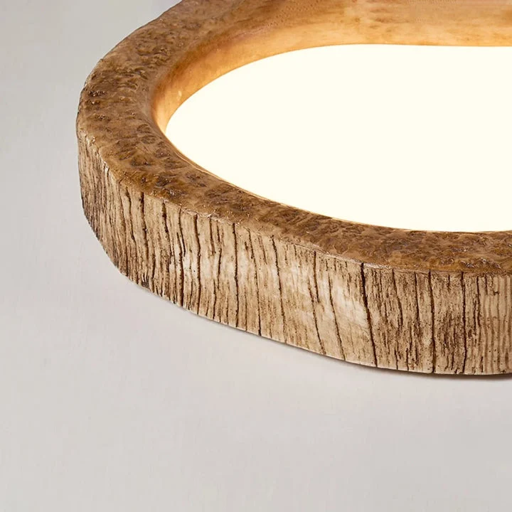 LED Plafondlamp Houtlook Hars Warm Licht Rustiek Scandinavisch Sfeerverlichting Woonkamer Slaapkamer | Sansoti