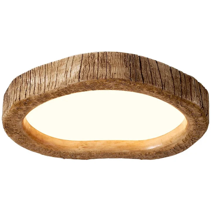 LED Plafondlamp Houtlook Hars Warm Licht Rustiek Scandinavisch Sfeerverlichting Woonkamer Slaapkamer | Sansoti
