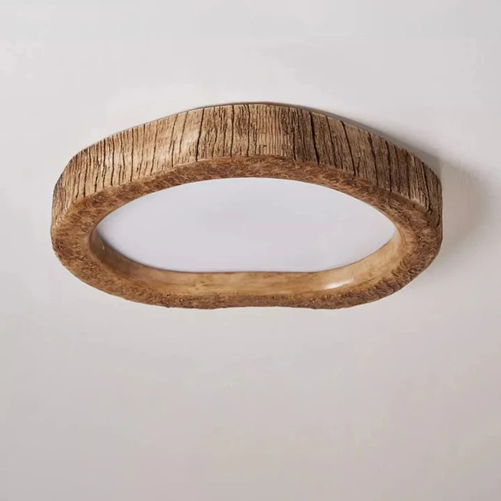 LED Plafondlamp Houtlook Hars Warm Licht Rustiek Scandinavisch Sfeerverlichting Woonkamer Slaapkamer | Sansoti