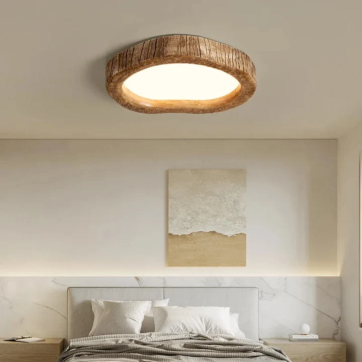 LED Plafondlamp Houtlook Hars Warm Licht Rustiek Scandinavisch Sfeerverlichting Woonkamer Slaapkamer | Sansoti