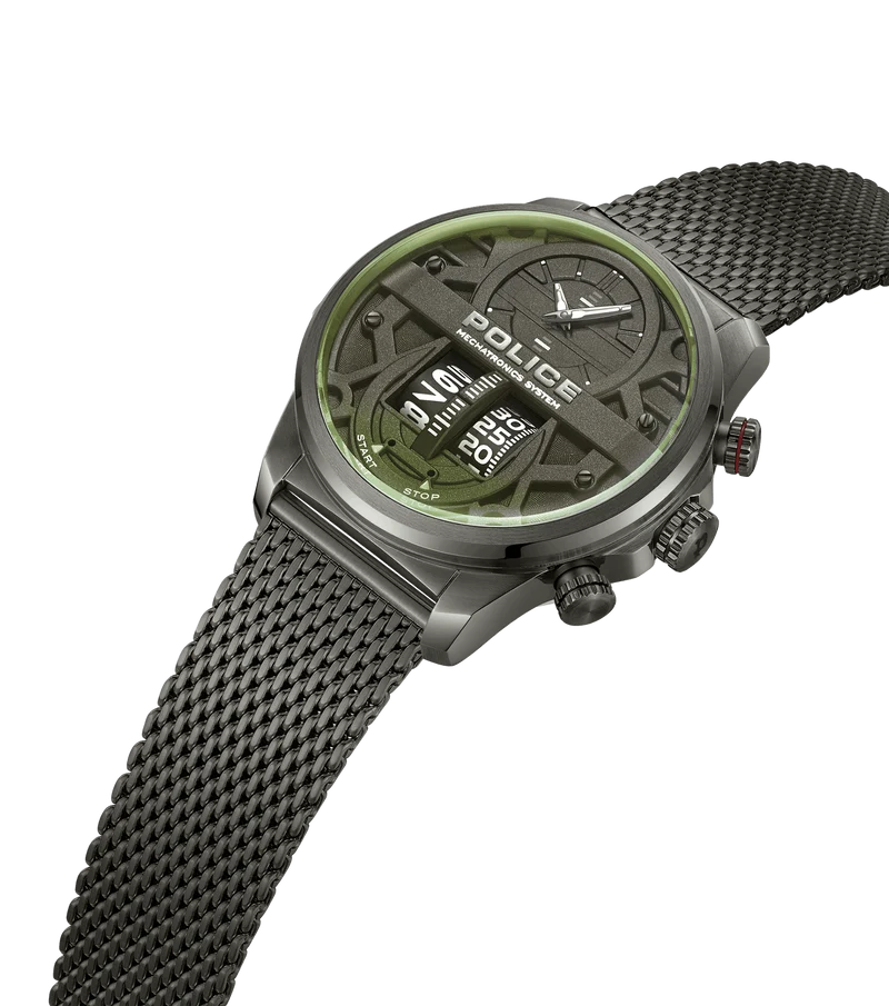 Police Rotorcrom PEWJG0006503 Herrenuhr Gunmetal • Mechatronisches Werk • Chronograph-Anzeige