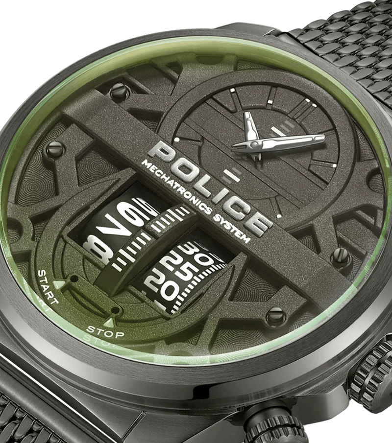 Police Rotorcrom PEWJG0006503 Herrenuhr Gunmetal • Mechatronisches Werk • Chronograph-Anzeige