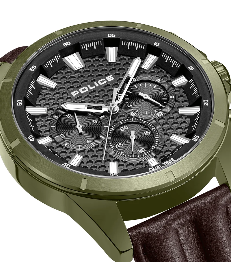 Police Malawi PEWJF2204114 Herren • Multifunktions-Chronograph • Grünes IP-Gehäuse