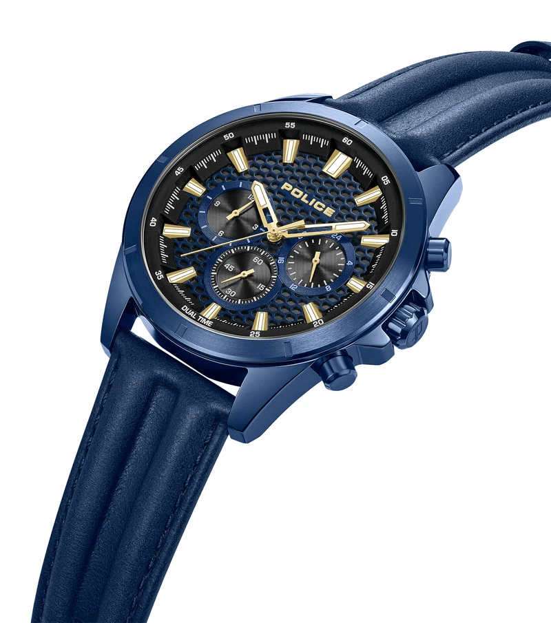 Police Malawi PEWJF2204113 Herrenuhr Blau • Multifunktions-Chronograph • Blaue IP-Beschichtung