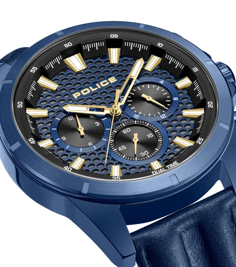 Police Malawi PEWJF2204113 Herrenuhr Blau • Multifunktions-Chronograph • Blaue IP-Beschichtung