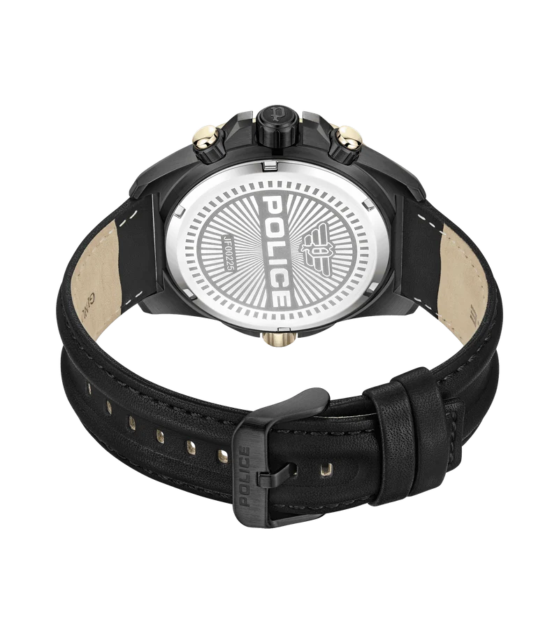 Police Electrical PEWJF0022501 Herrenuhr Schwarz • Multifunktionswerk • Lederarmband