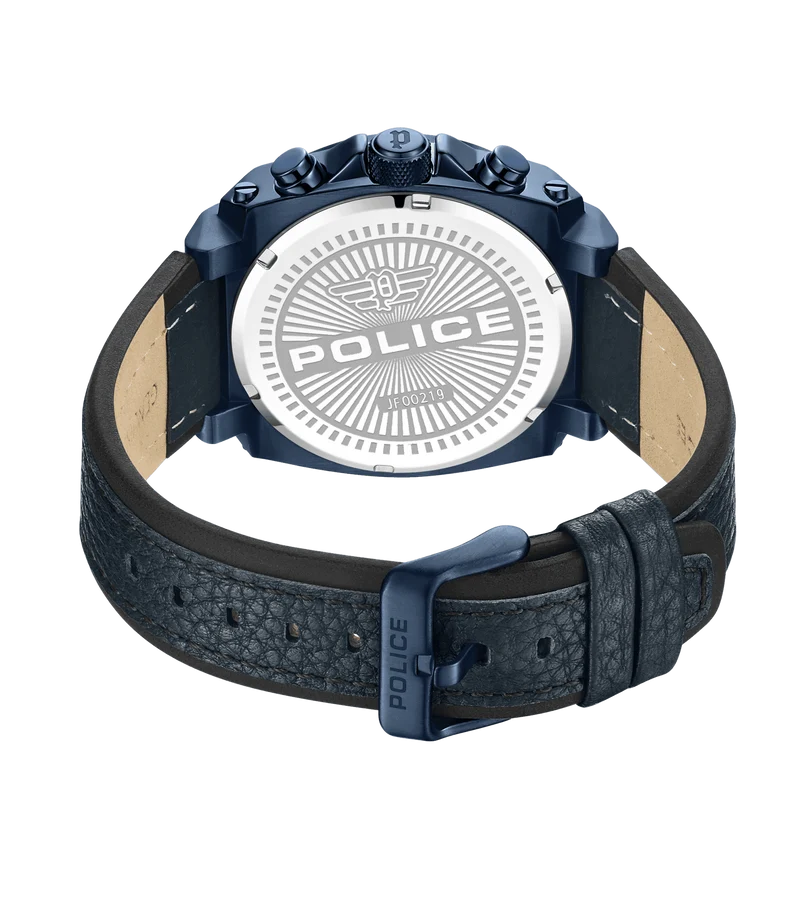 Police Norwood PEWJF0021904 Herrenuhr Blau • Dual-Time-Funktion • Blaues Leder-Armband
