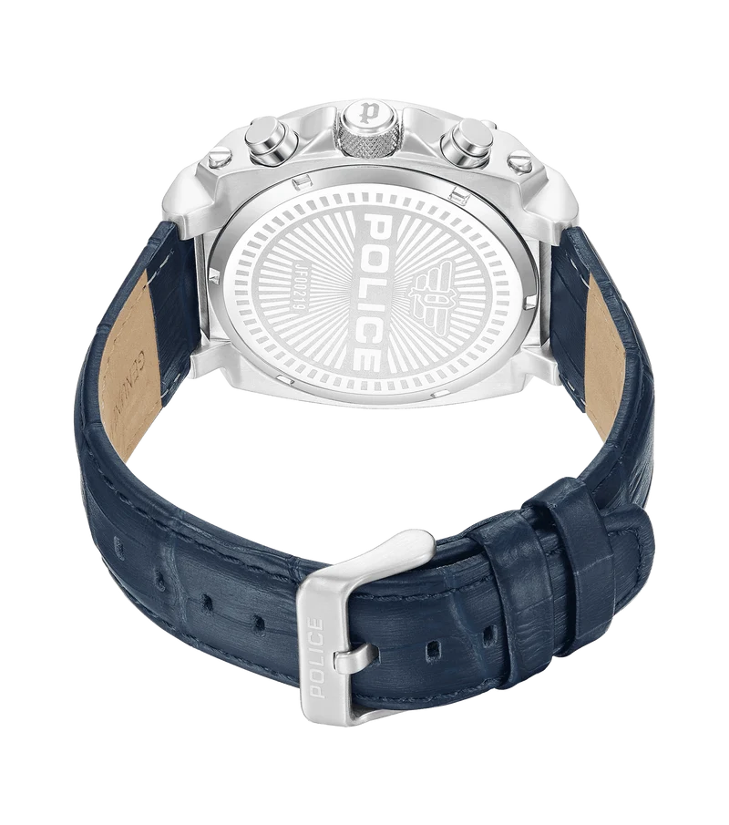 Police Norwood PEWJF0021901 Herrenuhr Blau • Dual-Time-Funktion • Transparentes Zifferblatt