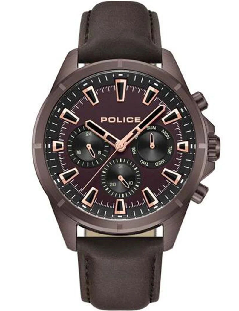 Police Malawi PEWJF0005802 Herrenuhr Braun • Quarz-Chronograph • Mineralglas