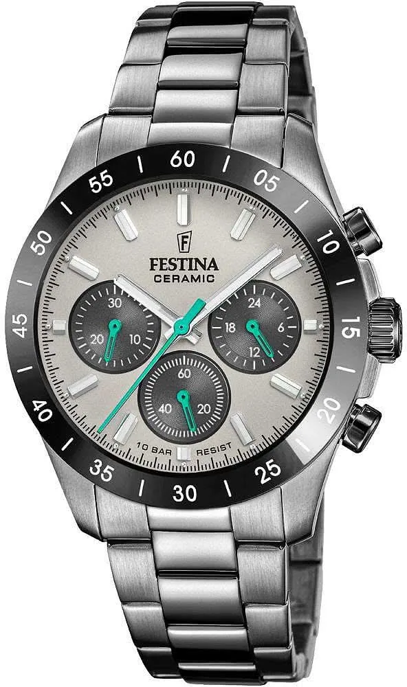 Festina Ceramic F20703/1 Herrenuhr • Keramik-Lünette • Quarz-Chronograph