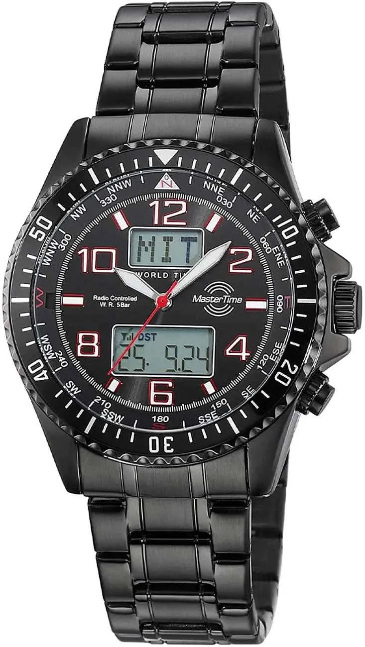 Master Time Radio World Timer MTGA-10921-22M Herrenuhr • Funktechnologie • Weltzeit