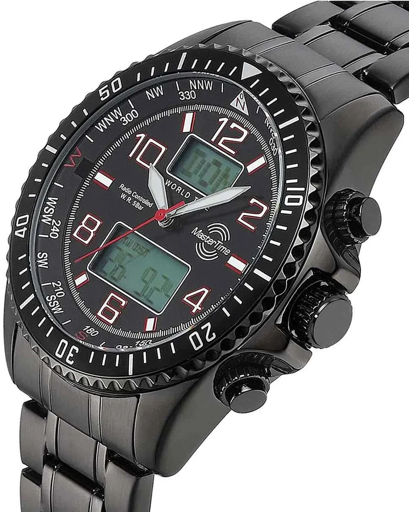 Master Time Radio World Timer MTGA-10921-22M Herrenuhr • Funktechnologie • Weltzeit